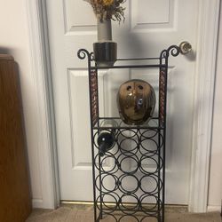 15 Bottle Black Scroll and Beaded Wine Rack