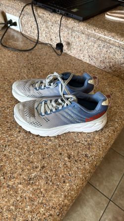 Womens HOKA Clifton 6 blue gray, running shoes, sneakers