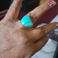 3 Silver Rings With Turquoise 