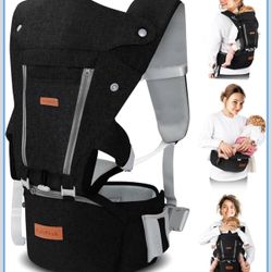 Baby Carrier Newborn to Toddler- 6 in 1 Baby Carrier with Hip Seat, Baby Body Holder with Back Support, Ergonomic, Cozy and Lightweight Infant Carrier