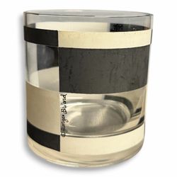 GEORGES BRIARD MCM Vintage Black & White Squares Rocks Glass Short