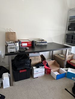 IKEA  Black Desk With Metal Legs