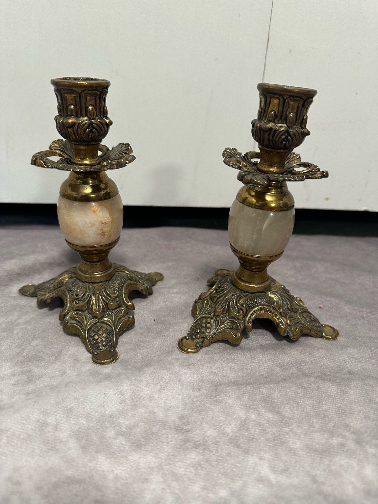 Vintage Italian Brass Candlestick Holders Set of 2