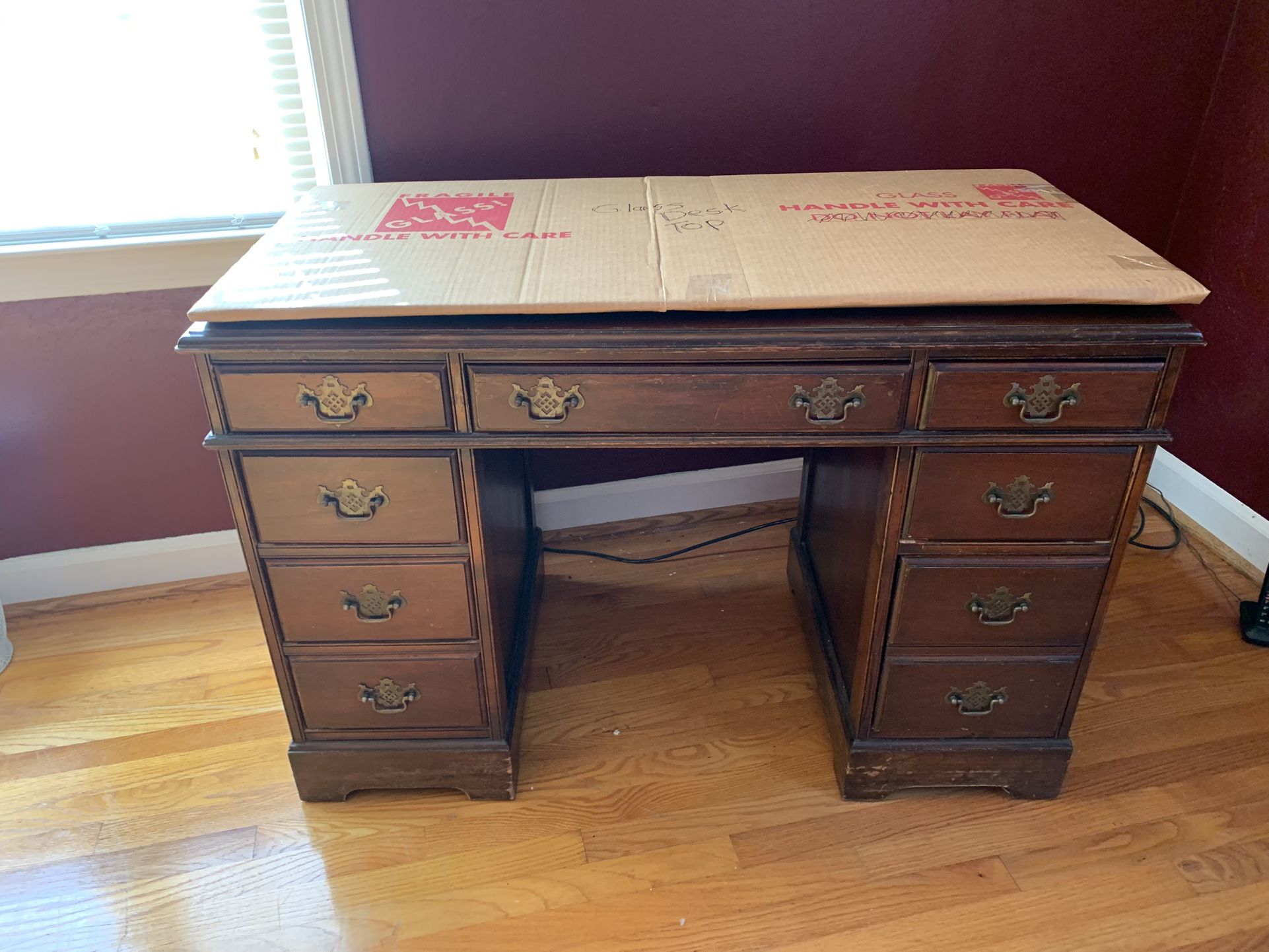 Vintage Desk with glass top