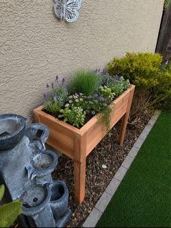 Raised cedar planter