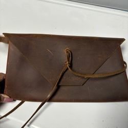 Vintage leather Wristlet Purse Bag
