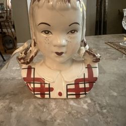 Standford Jean Sandy Head Vase Wall Pocket With Pigtails 