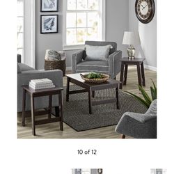 Mainstays Pilson 3 Piece Coffee Table and End Table Set, Espresso Finish