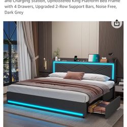 King Size Bed Frame with LED lights NEW IN BOX