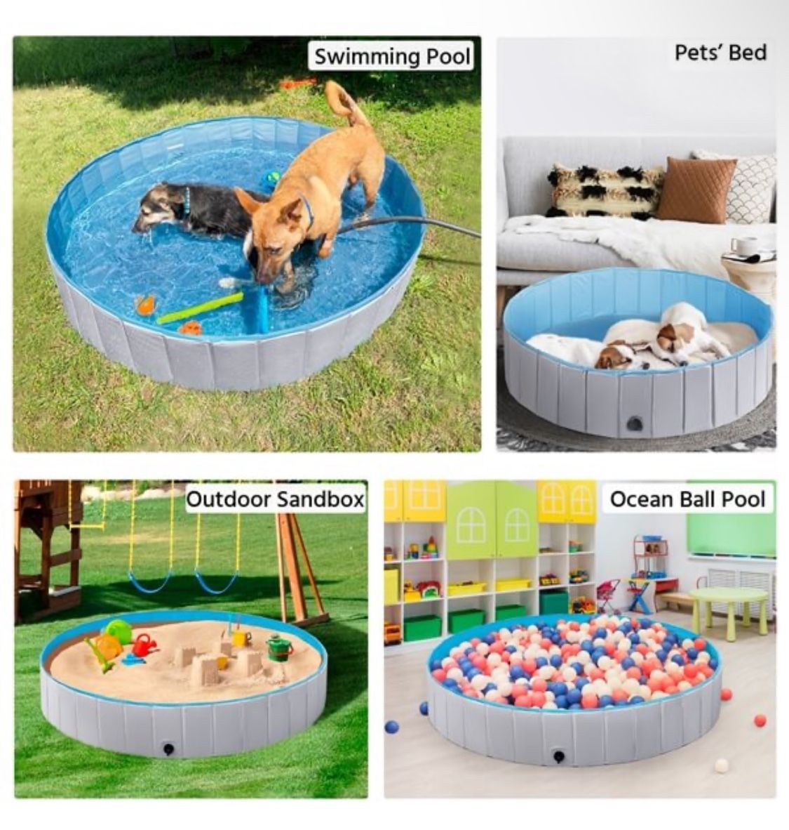 Yaheetech Foldable Dog Pool 63 x 12 Inches Collapsible Hard Plastic Pet Swimming Pool Portable Dog Bath Tub Puppy Cat Shower Pet Wading Pool for Outdo