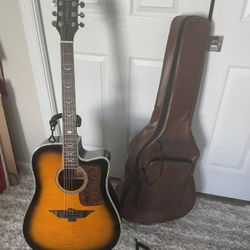 Keith Urban "Light The Fuse" collection Vintage Burst Acoustic Electric Guitar, case, stand & tool