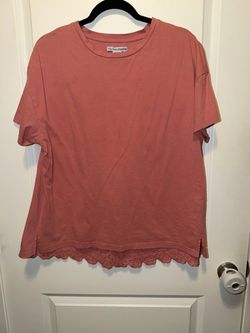 Nouveaumonde embroidered lace-trim hilo short sleeve top size X-Large