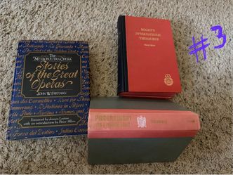 Vintage books opera , piano, thesaurus