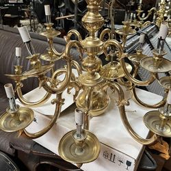 Vintage solid brass chandelier!
