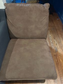 Brown Suede Armless Accent Chair