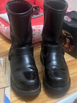 Harley Davidson Motor Cycle Steel Toe Black Boots