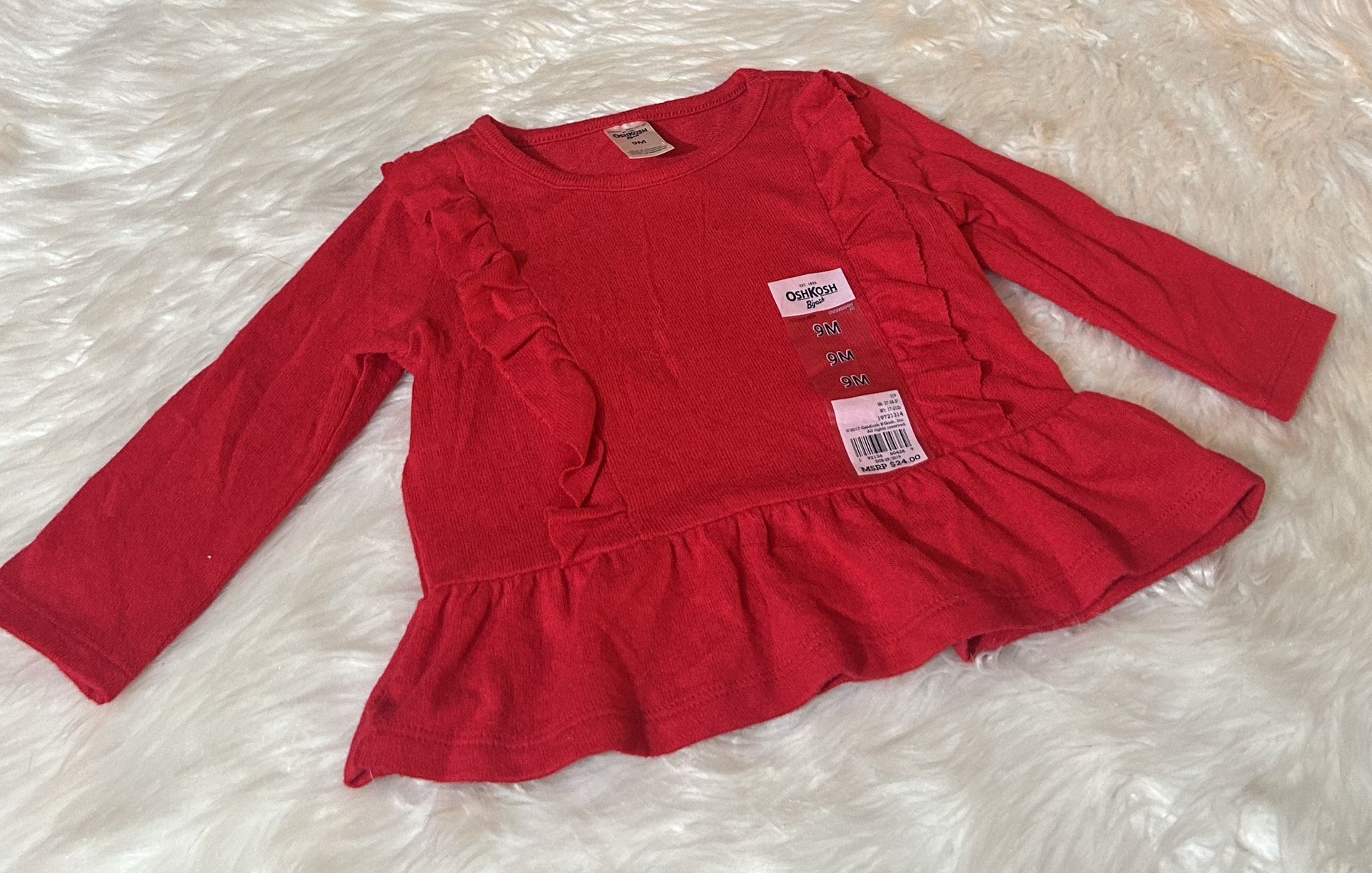 New! OshKosh B'gosh Red Baby Blouse *9 Months