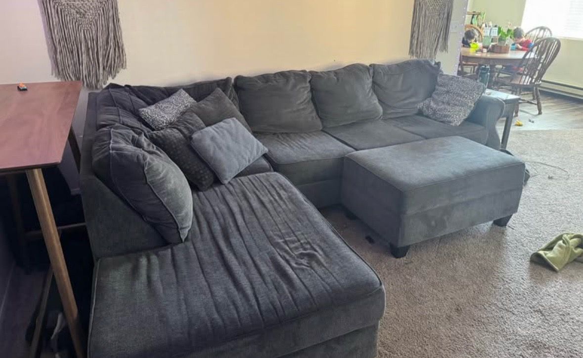 2 piece sectional couch with ottoman
