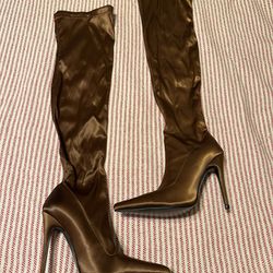 WOMENS GOLD-BROWN BOOTS OVER THE KNEE SIZE 9.5