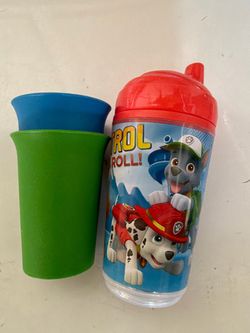 Paw Patrol Sippy Cup and Plastic Cups Set toddlers blue green cups