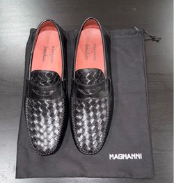 Magnanni for Neiman Marcus Woven Leather Penny Loafers Black Men’s 9.5 M NEW Dress Shoes Spain