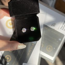 4cttw Moissanite 8mm vvs1 color D martini setting stud earrings