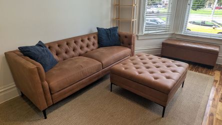 Brinna Upholstered Button-Tufted Sofa