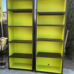 2 Tall Solid Wood Bookcase 6’ x 34”