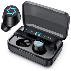 Wireless Earbuds Bluetooth 5.0 Headphones, Portable Charging Case and Mic 320H Playtime TWS Deep Bass Hi-Fi Stereo Built-in Mic Touch Control IPX8 Wat