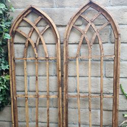 Arch Wood Shabby Distress Brown Wall Decor Longridge Set Of 2, 46" H