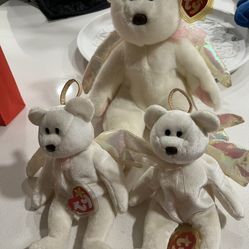 Angel beanie Babies 1 Big And Two Small 