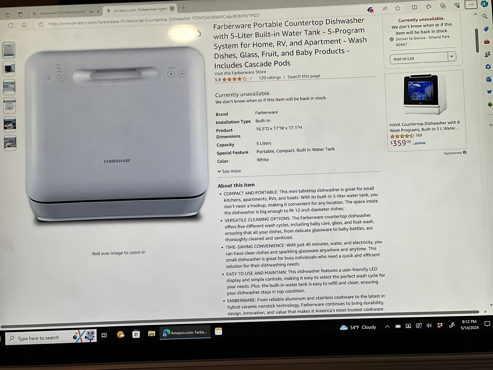 Farberware Portable Dishwasher