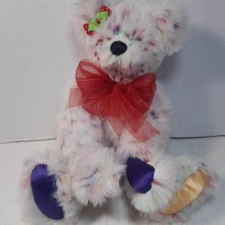 Bears From Sandy's Heart Brand Confetti Color White Soft Fur Moveable Parts Rare Toy 