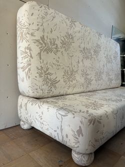 Floral Daybed / Backless Couch / Bed / Chaise Lounge - Interior Crafts Chicago - Vtg 70s Mid Century Furniture - MCM Hawaiian Tiki White Beige