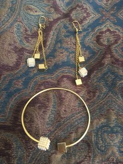 Gold bracelet and Gold Earrings set