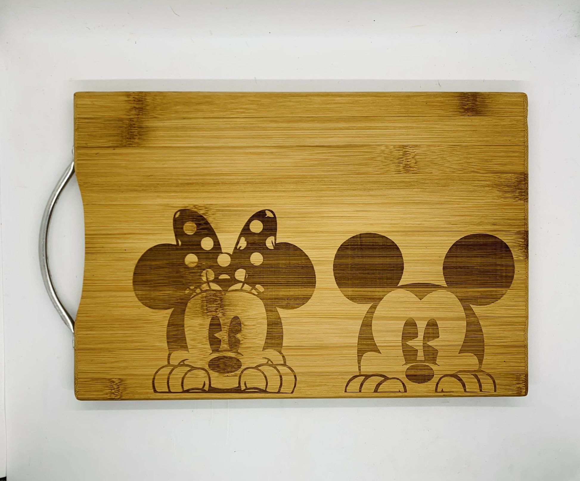 Mickey and minnie engraved bamboo high quality cuttingboard pop gift
