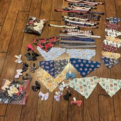 Dog & Pet Accessories Collars ,bow ties,bandannas Scarves Etc Lot 