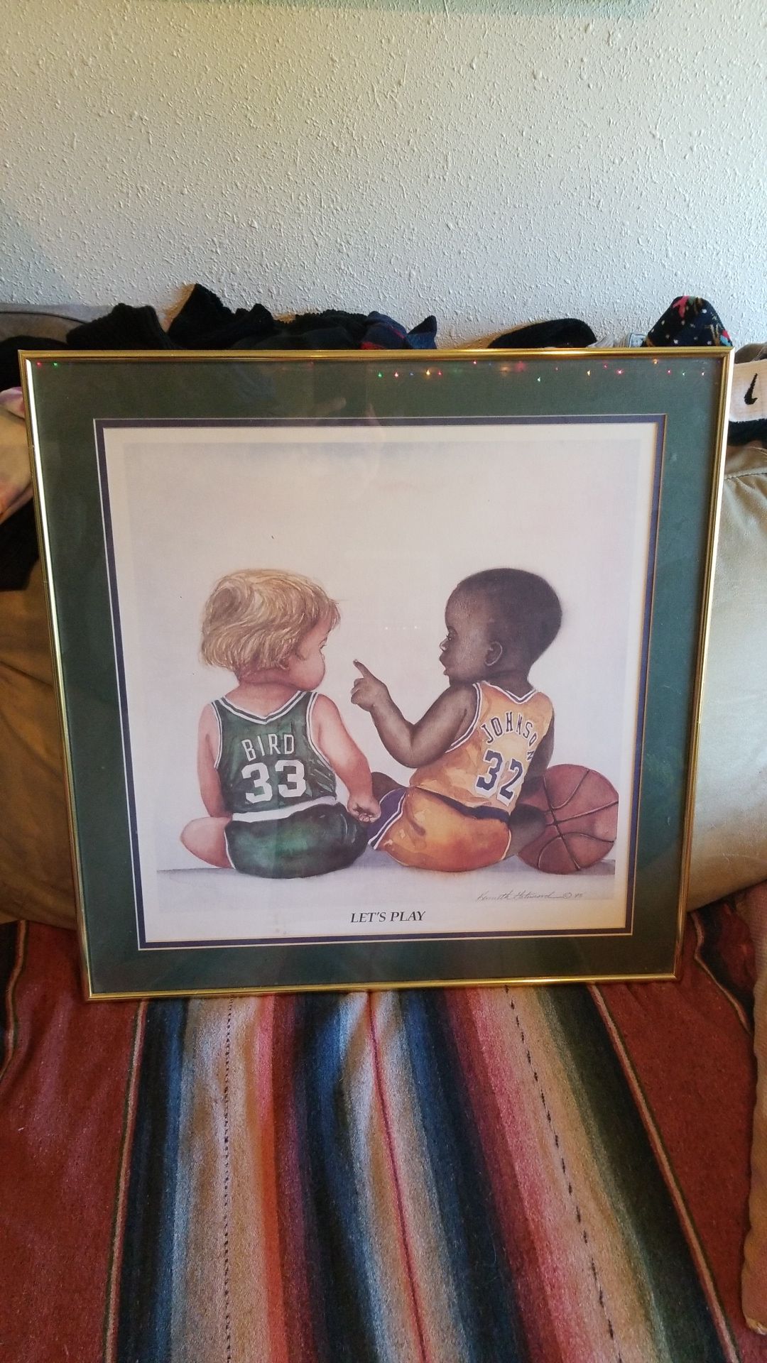 Larry Bird Magic Johnson NBA Basketball Framed Print Lakers Celtics
