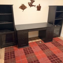IKEA Desk and Two Matching Bookshelves 