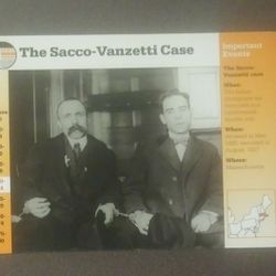 1995 Grolier Bartolomeo Vanzetti Nicola Sacco Handcuffs Murder Trial 1921 Large Over-sized Card Collectible Vintage