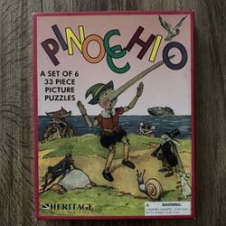 Vintage PINOCCHIO 6 Picture Puzzles Based On Originals From The 1940's