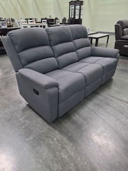 Gray Fabric Reclining Sofa Set