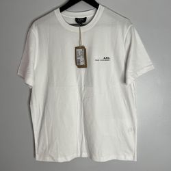 A.P.C. Chest Logo Print T Shirt Mens Medium White NWT