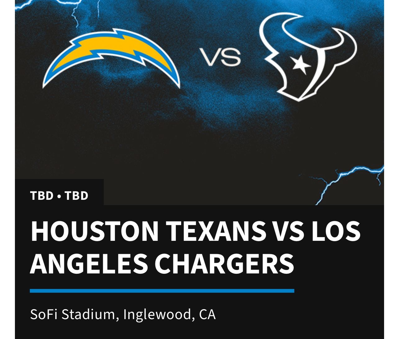 TEXANS VS CHARGERS - 6th Row: Club Level Seats