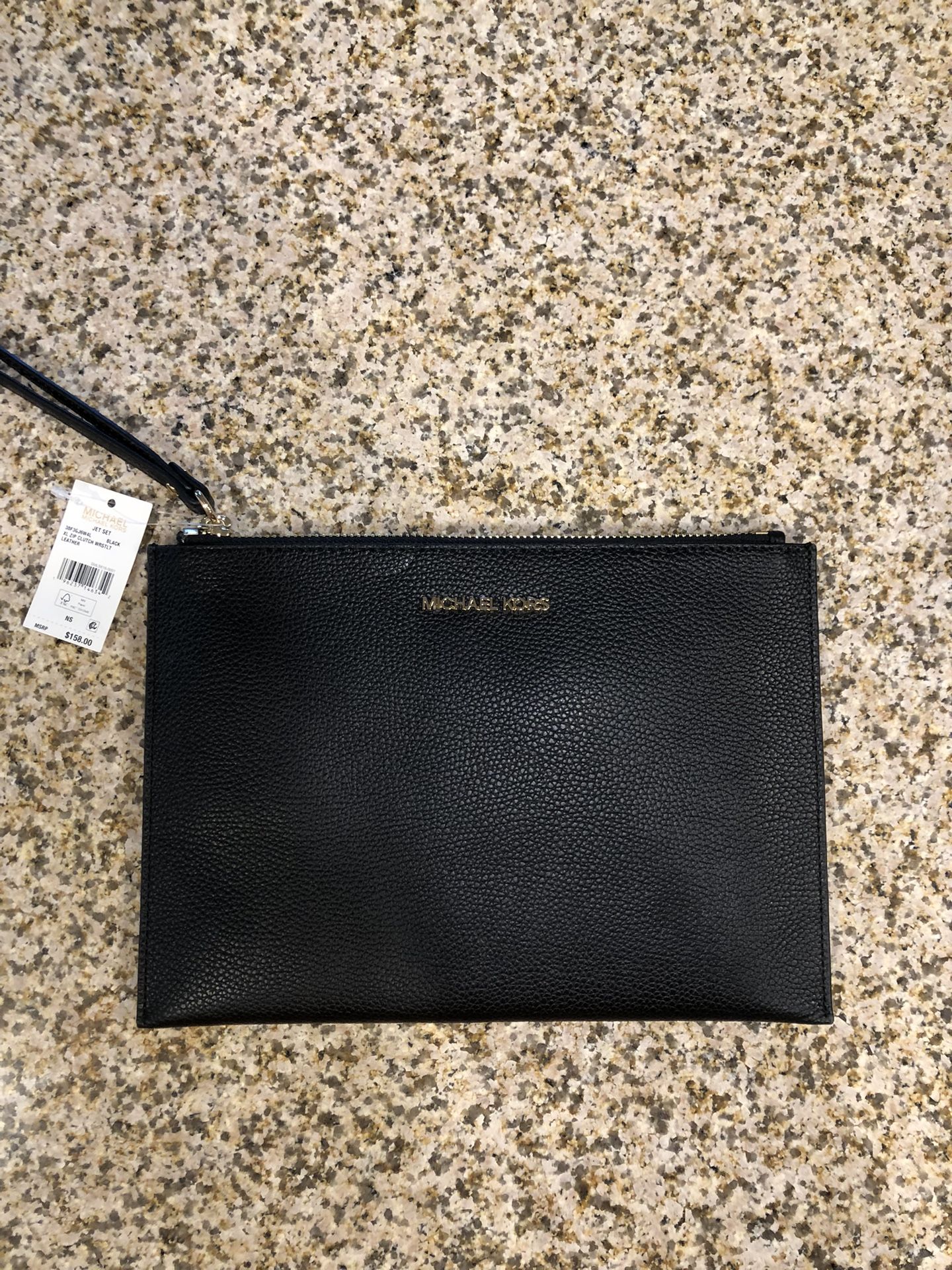 Michael Kors Jet Set Black XL Leather Wristlet NWT