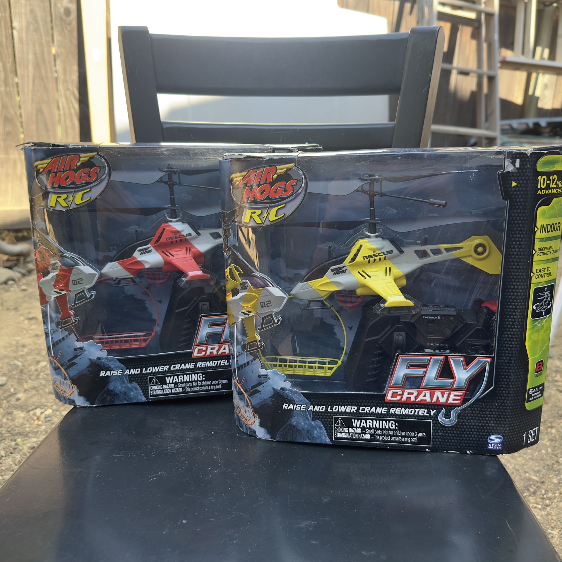 Airhogs Fly Crane Remote Control Helicopter Rescue NIB Yellow and NIB Red