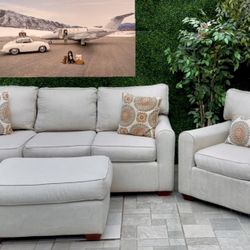 FREE DELIVERY 🚚) Belfort Light Gray Couch, Chair and Ottoman Set