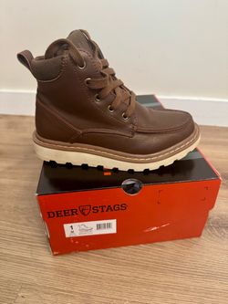 Deer Stags Julian Jr. Brown HTEC Boots – Size 1