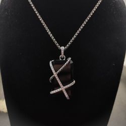 David Yurman black agate bezel necklace in gold