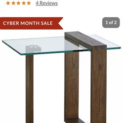 Glass And Wood End Table